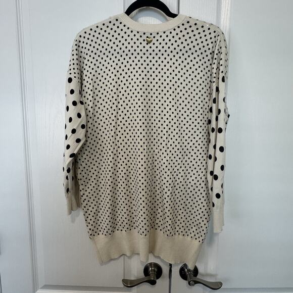 Milano Twinset Embellished Knit Polka Dot Sweater Sz Small 3/4 Sleeve Black - Picture 4 of 8